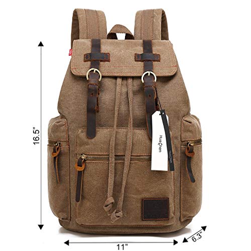 Huachen Vintage Travel Canvas Leather Backpack for Men,Computers Laptop Backpacks Rucksack,Shoulder Camping Hiking Backpacks SCH