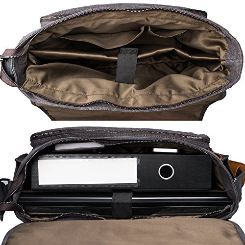 Estarer Computer Messenger 17-17.3 inch Water-Resistance Canvas Laptop Shoulder Bag for Travel Work College New Version