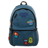 Soft Blue Patches Knapsack, Ready Player One Character Inspired Backpack With Gunter Patches, Gamer