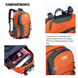 Diamond Candy Waterproof Hiking Backpack 40L with Rain Cover for Outdoor Orange