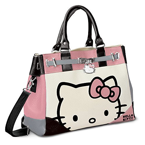 HELLO KITTY BLACK QUILTED FACE CROSS BODY BAG