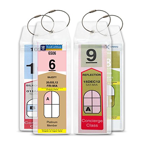 Cruise Tags - Cruise Ship Luggage Etag Holder with Zip Seal & Steel Loops  (80 Luggage Tag Holders)