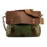 GEARONIC TM Men's Vintage Canvas Leather Messenger Bag Satchel School Military Shoulder Travel