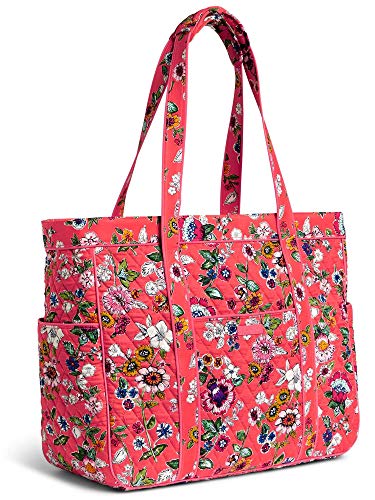 Vera Bradley Women's Cotton Vera Tote Bag Botanical Paisley Pink 
