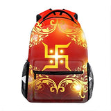 Swastik Symbol Print Children Girl School Backpack Shoulder Bookbags