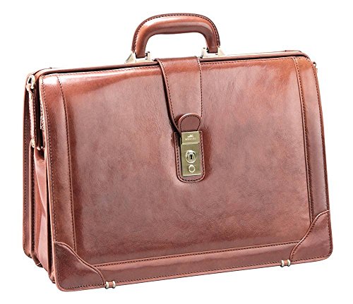 Shop Mancini Brown Italian Leather Lawyer doc Luggage Factory