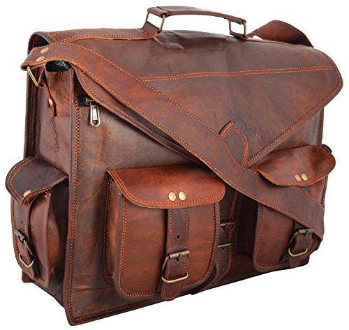 Handmadecraft Leather Unisex Real Leather Messenger Bag for Laptop Briefcase Satchel