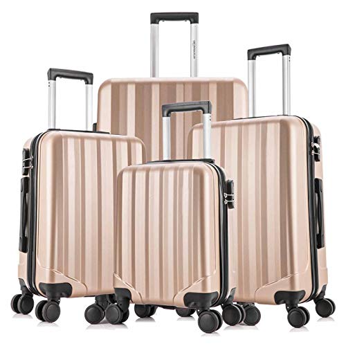 28 inch Large Rolling Travel Luggage Hard Shell Lightweight Suitcase w/Lock  Gold