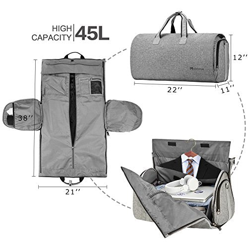 Garment Bags for Travel, Convertible Carry on Garment Bag Large Duffle Bags  for Women, 2 in 1 Hanging Suitcase Suit Water Resistant Duffel Travel Bags