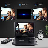 DBPOWER Portable DVD Player with 9.5" Swivel Screen, 5-Hour Built-in Rechargeable Battery, Support CD/DVD/SD Card/USB, with Car Charger and Power Adaptor (Black)