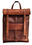 23" Large Genuine Leather Backpack for Laptop Travel roll top Rucksack for Men Women