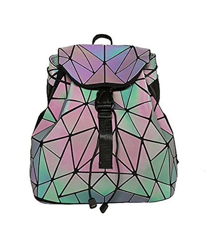 Magibag Lattice Geometric Backpack Iridescent Rainbow Rucksack School Bag Pack Teenager girl