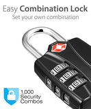 Tsa Approved Luggage Locks, Fosmon (4 Pack) Open Alert Indicator 3 Digit Combination Padlock