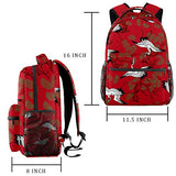 LORVIES Japanese Cranes Bird And Cedar Leaves Pattern Large Backpack for Students School Bookbag