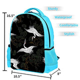 LORVIES Japanese Crane Pattern Backpack Kids School Book Bags for Elementary Primary Schooler for Boys