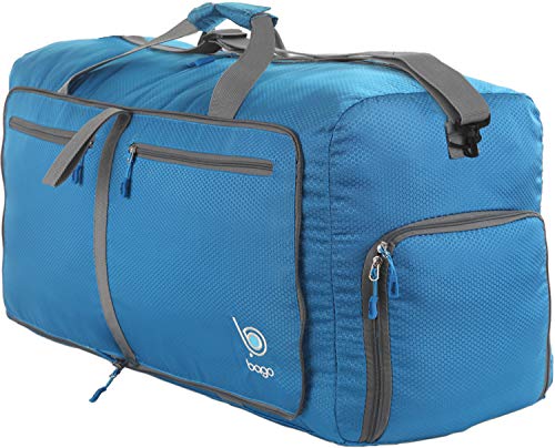  Lekesky Travel Duffel Bag Bag for Women 80L Large Duffel Bag  Foldable Weekender Bag with Shoes Compartment, Blue Stripes