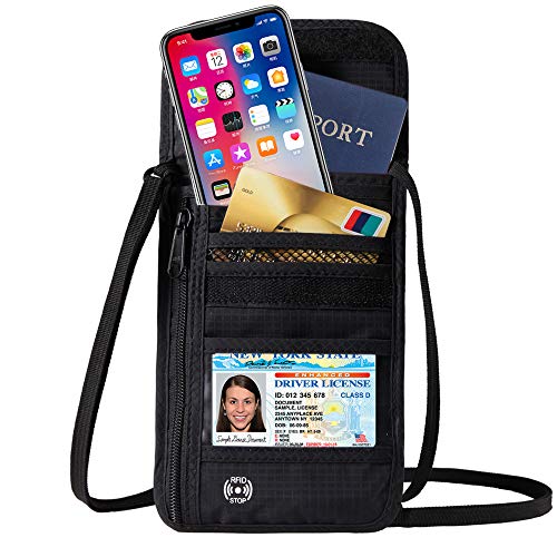 Neck Stash Anti-Theft Hidden Wallet Passport Holder - Black