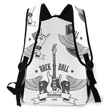 Multi leisure backpack,Rock'n'roll Guitar Microphone Musical, travel sports School bag for adult youth College Students