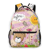 Multi leisure backpack,Cute Cartoon Puppy On The Meadow With Flowers, travel sports School bag for adult youth College Students