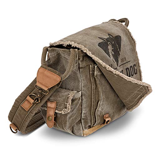 Vintage Messenger Bag for Men and Women - 13 inch - Scruffy Dog