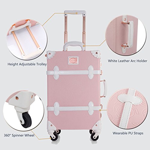 CO-Z Vintage Luggage Set Pink For Travel