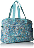 Vera Bradley womens Iconic Deluxe Weekender Travel Bag, Signature Cotton, Daisy Dot Paisley, One Size