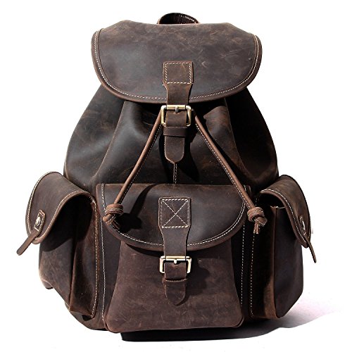 Leather Backpack Berchirly Vintage Real Leather Travel Backpacks Rucksack School Laptop Camping