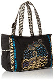 Laurel Burch Medium Tote With Zipper Top, Spotted Cats