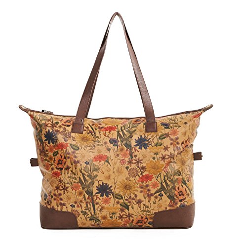 Bueno Printed Weekender Carry On Tote/Luggage Bag - Tan Floral