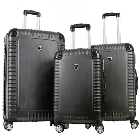 Gabbiano Barcelona Ballistic Nylon 3-piece Black Expandable Softside  Spinner Luggage Set