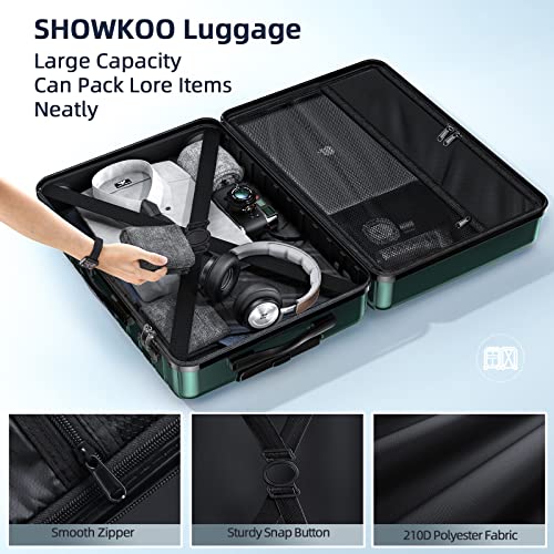  SHOWKOO Luggage Sets Expandable ABS Hardshell 3pcs Clearance  Luggage Hardside Lightweight Durable Suitcase sets Spinner Wheels Suitcase  with TSA Lock (Dark Green)