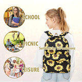 Sunflower Backpack Set 3-in-1 Kids School Bag, Junlion Laptop Backpack Lunch Bag Pencil Case Gift for Teen Girls Womens Black