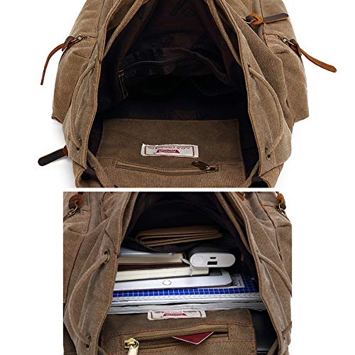 Vintage Canvas Backpack, HuaChen Mens Travel Rucksack for Laptop Hikin