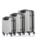 GOMHWAOL Luggage 3 Piece Set Suitcase ABS Material Hardshell Lightweight (Silver Gray)