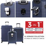 Wrangler Smart Luggage Set with Cup Holder and USB Port, Navy Blue, 3 Piece