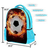 LORVIES Hot Soccer Ball Fires Flame Sports Backpack Kids School Book Bags for Elementary Primary Schooler for Boys