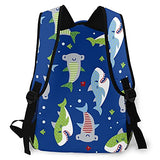 Funny Fishes And Sharks Backpack All Over Print Daypack Casual Travel Book Bag