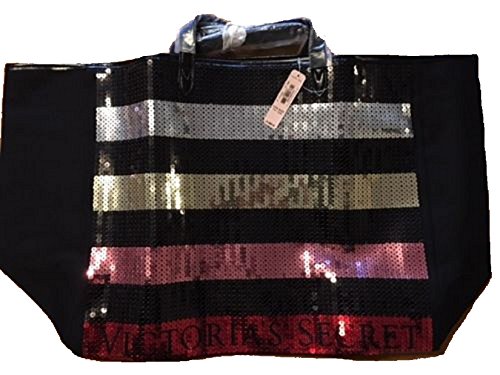 Victoria'S Secret Bling Stripe Sequin Carryall Tote W Mini Bag Set ...