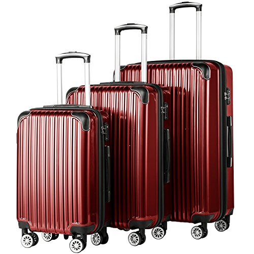 Coolife Suitcase Set 3 Piece Luggage Set Carry On Hardside Luggage with TSA  Lock Spinner Wheels (Black, 5 piece set)