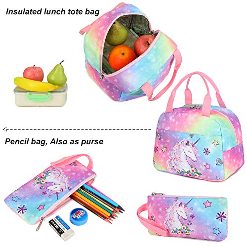 Kids Insulated Lunch Box For Girls Rainbow Unicorn Bag