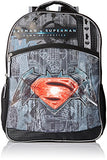 Warner Brothers Boys' Batman Vs. Superman Logo Backpack, Grey/black