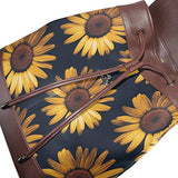 Retro Sunflower View Women's Genuine Leather Backpack Bookbag School Purse Shoulder Bag