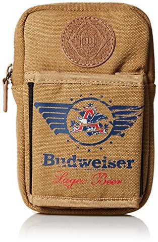 Budweiser by Buxton Men's Eagle Wings Belt Utility Pouch Accessory, beige,