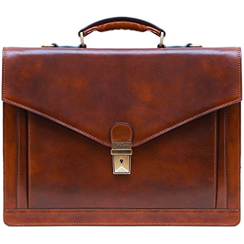 Floto Ponza Full Grain Leather Briefcase in Brown