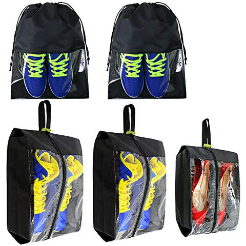 Travel-Accessories-Shoe-Bags Large Waterproof Shoes Bag Storage Bag Black 5 Pack