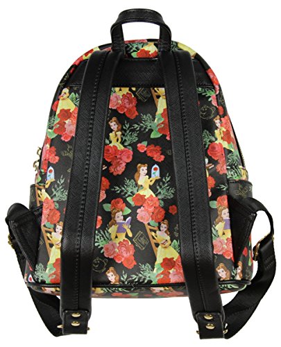 Loungefly Belle Beauty and The Beast Character Floral Print Mini Faux Leather Backpack