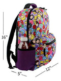 Disney Princess Emoji Girl's 16 Inch School Backpack Bag (One Size, Purple)