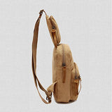 Eaglebeky Augur Men's Vintage Canvas Leather Shoulder Sling Satchel Bag (Khaki)