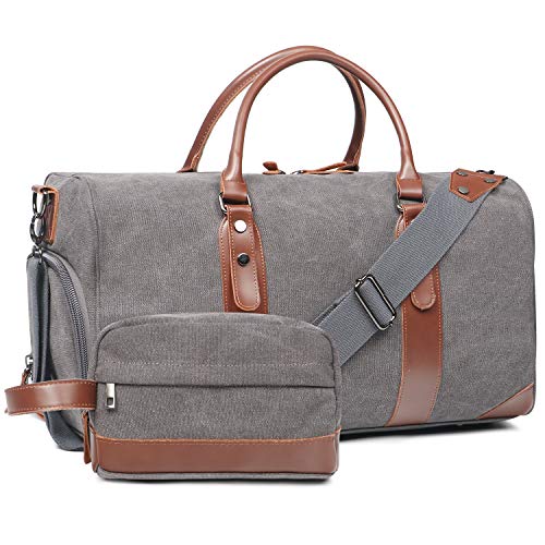 Canvas and Leather Travel Bag Weekender Bag Toiletry Bag 