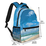 Multi leisure backpack,Ocean Untouched Sandy Beach Palms Pacific Tre, travel sports School bag for adult youth College Students